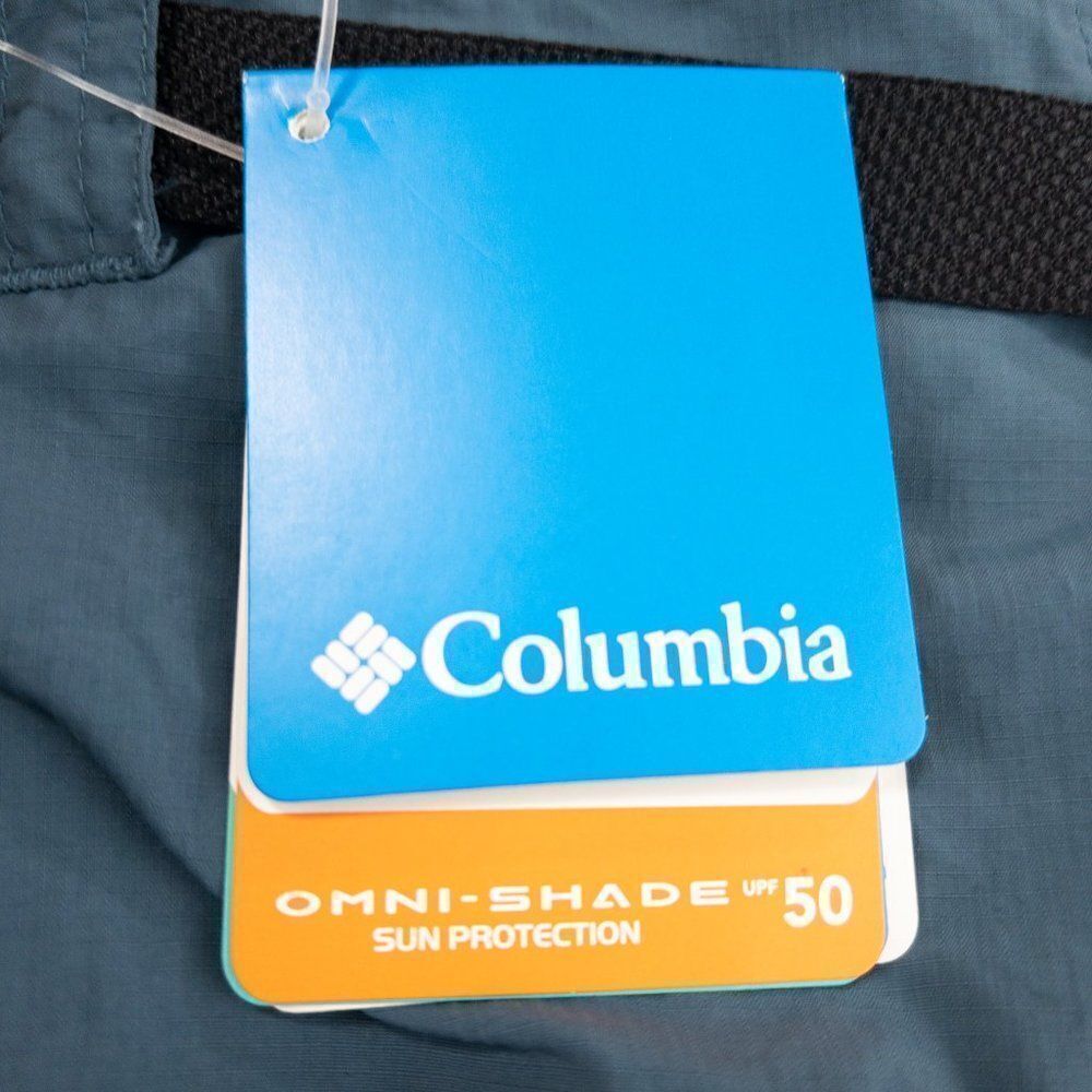 Columbia Silver Ridge Cargo Shorts Mens 53x12 Blue Nylon Belted Outdoor Hiking - Picture 3 of 12